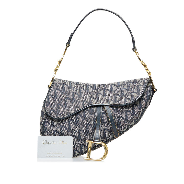 Top quality Dior Saddle Bag Blue Oblique Canvas