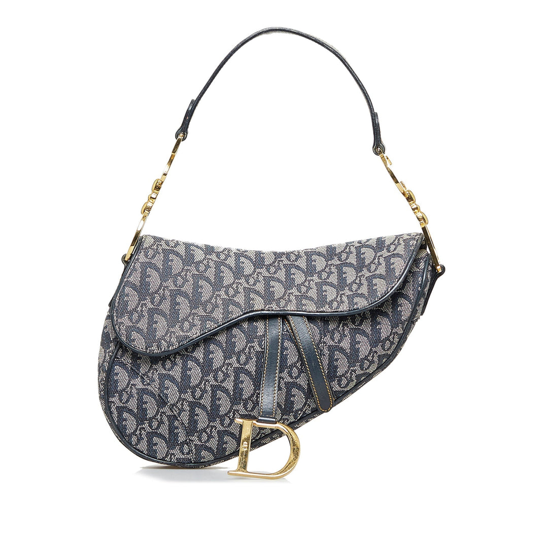 Top quality Dior Saddle Bag Blue Oblique Canvas