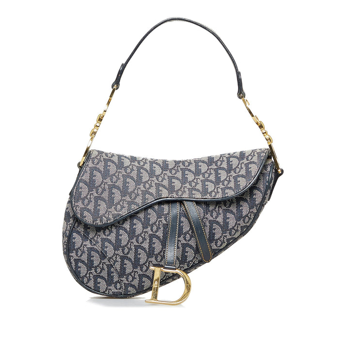 Top quality Dior Saddle Bag Blue Oblique Canvas