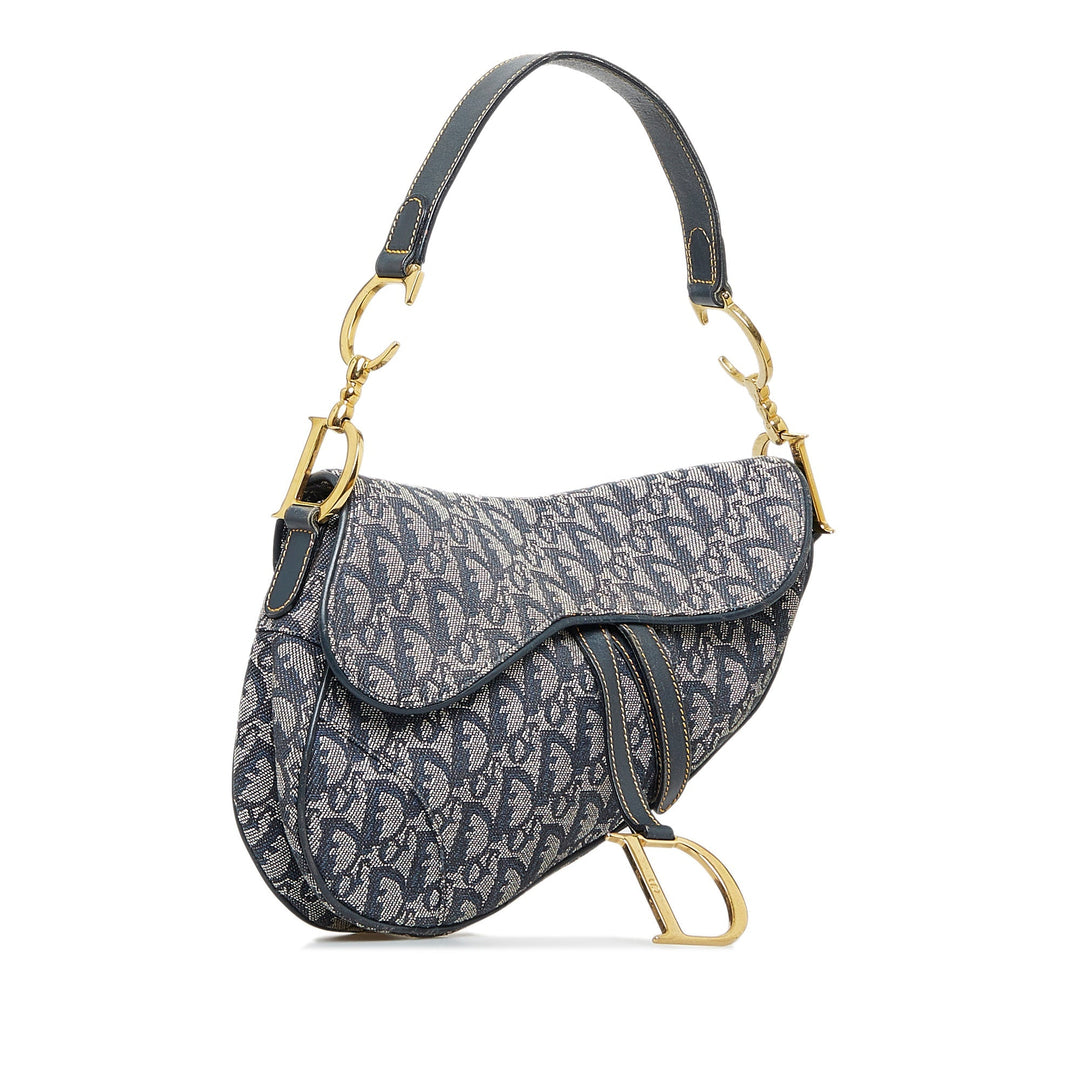 Top quality Dior Saddle Bag Blue Oblique Canvas