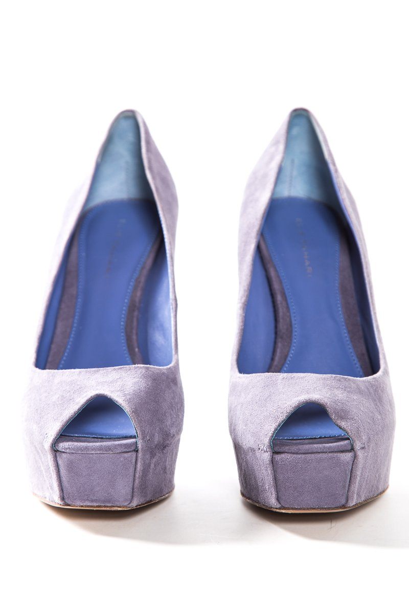 Elie Tahari Lavender Suede Peep Toe Platform Pumps SZ 38.5 sale