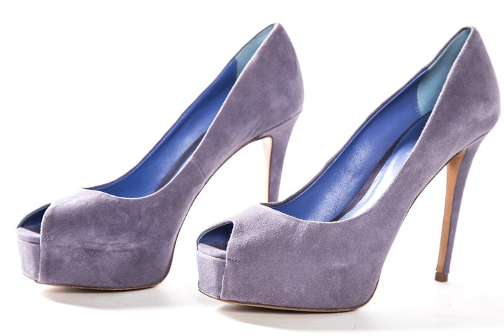 Elie Tahari Lavender Suede Peep Toe Platform Pumps SZ 38.5 sale