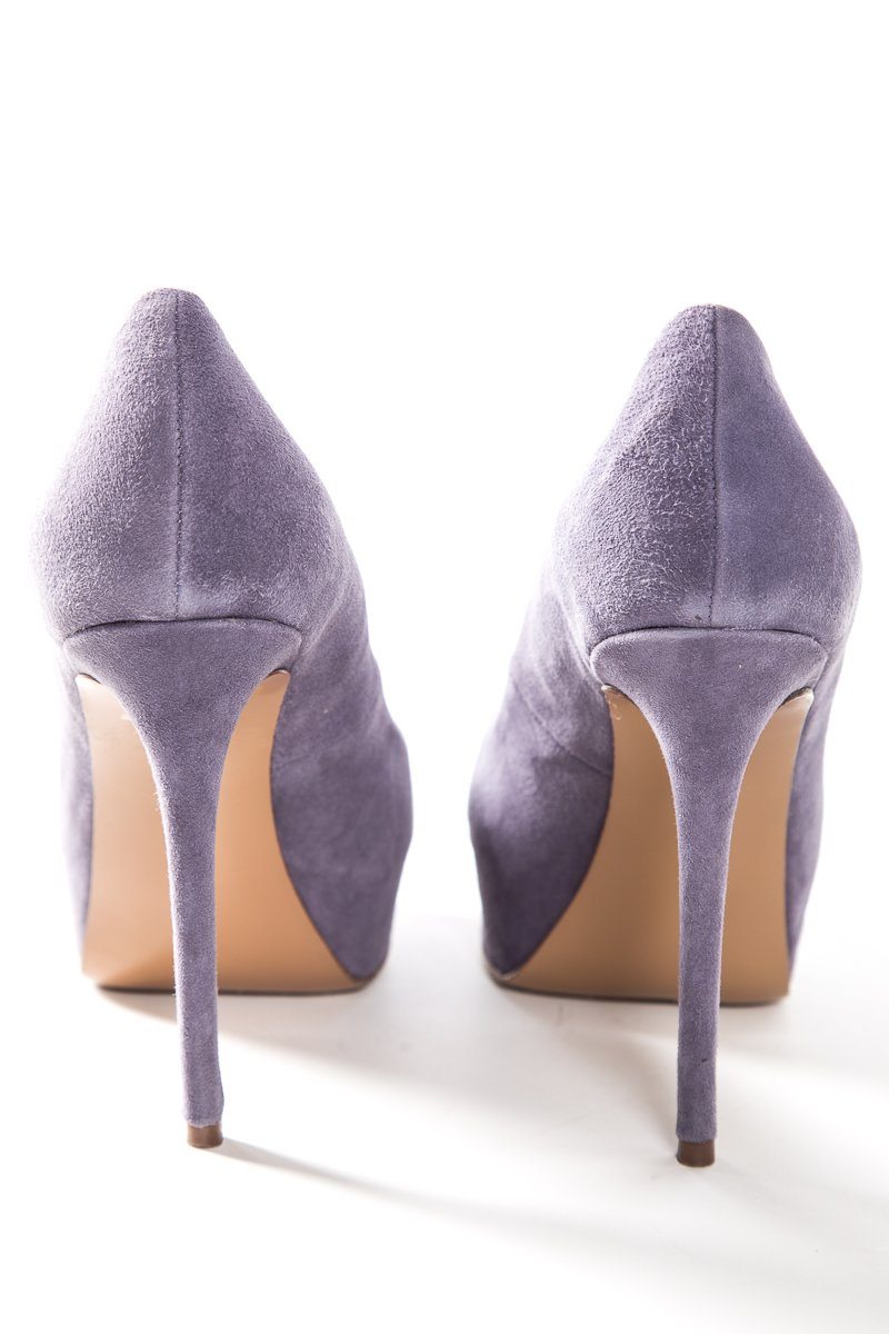 Elie Tahari Lavender Suede Peep Toe Platform Pumps SZ 38.5 sale