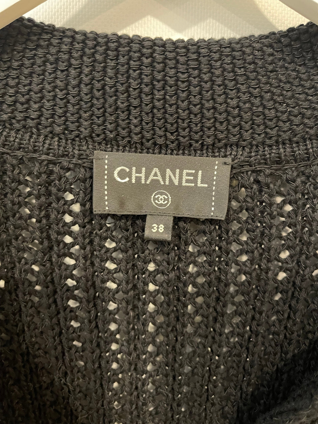 Top Quality Chanel Black La Pausa Knit igan with Logo Buttons Details Size FR 38 (UK 10)