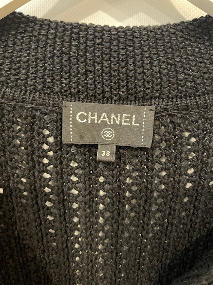 Top Quality Chanel Black La Pausa Knit igan with Logo Buttons Details Size FR 38 (UK 10)