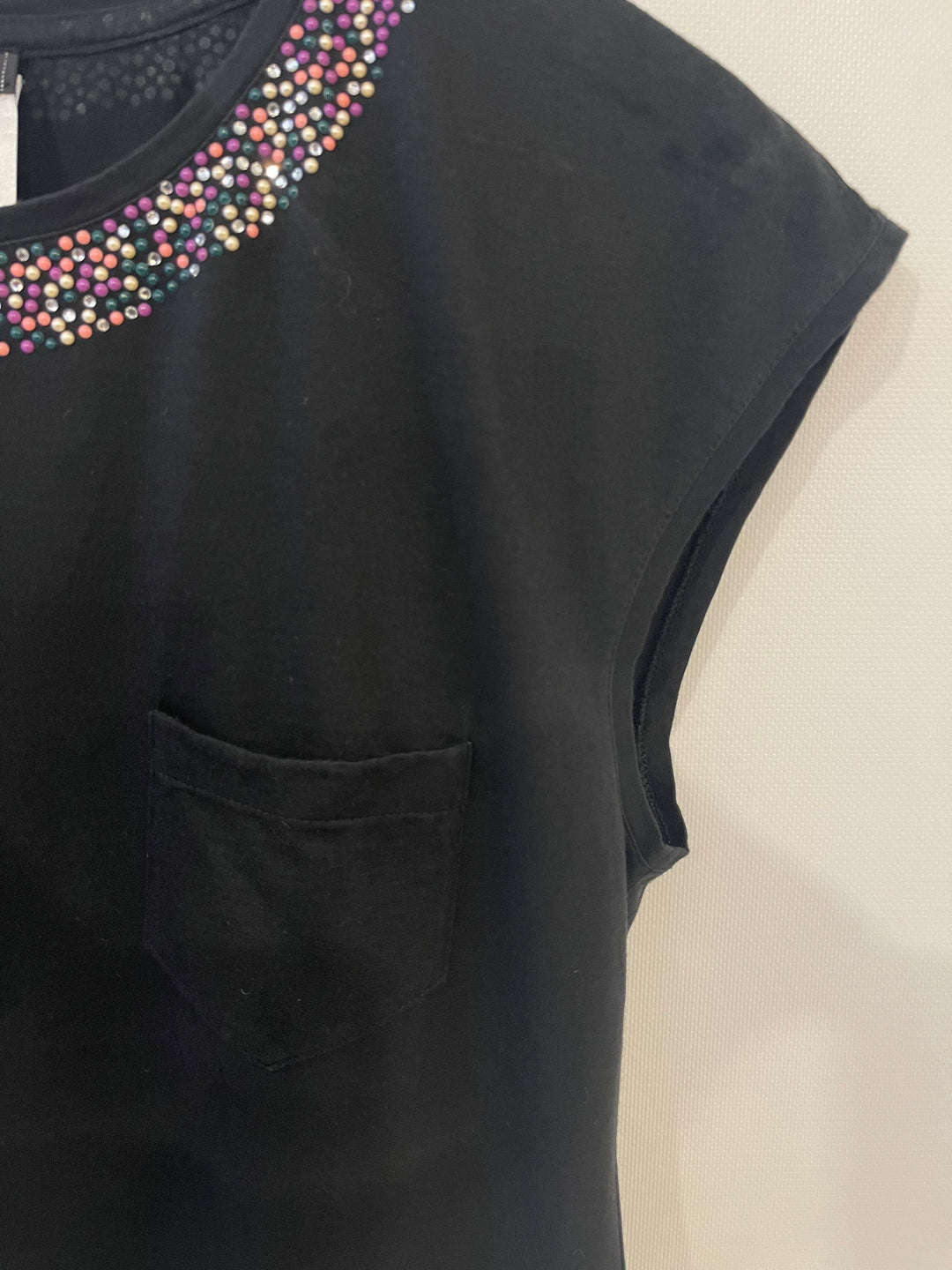 *FIRE PRICE* Top Quality Chanel Black Top with Collar Embellishment and CC Logo Detail Size FR 38 (UK 10)
