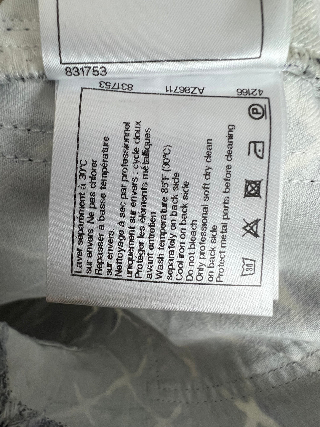 Top Quality Chanel Black Denim Mini Shorts with Quilted Print in Blue & White with Anchor Button Detail Size FR 34 (UK 6)