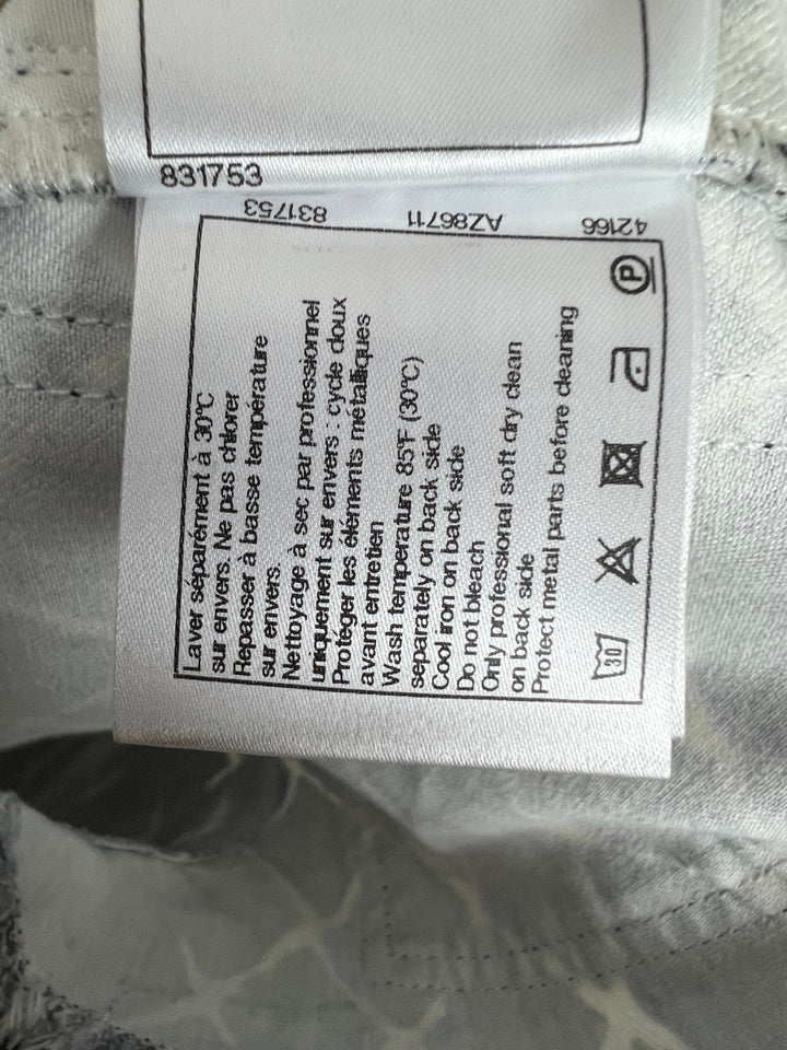 Top Quality Chanel Black Denim Mini Shorts with Quilted Print in Blue & White with Anchor Button Detail Size FR 34 (UK 6)