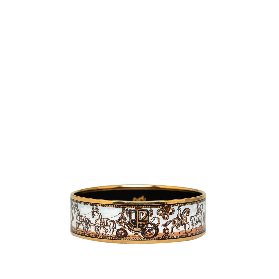 Hermes Horse Carriage Wide Enamel Bangle 65 Costume Bracelet