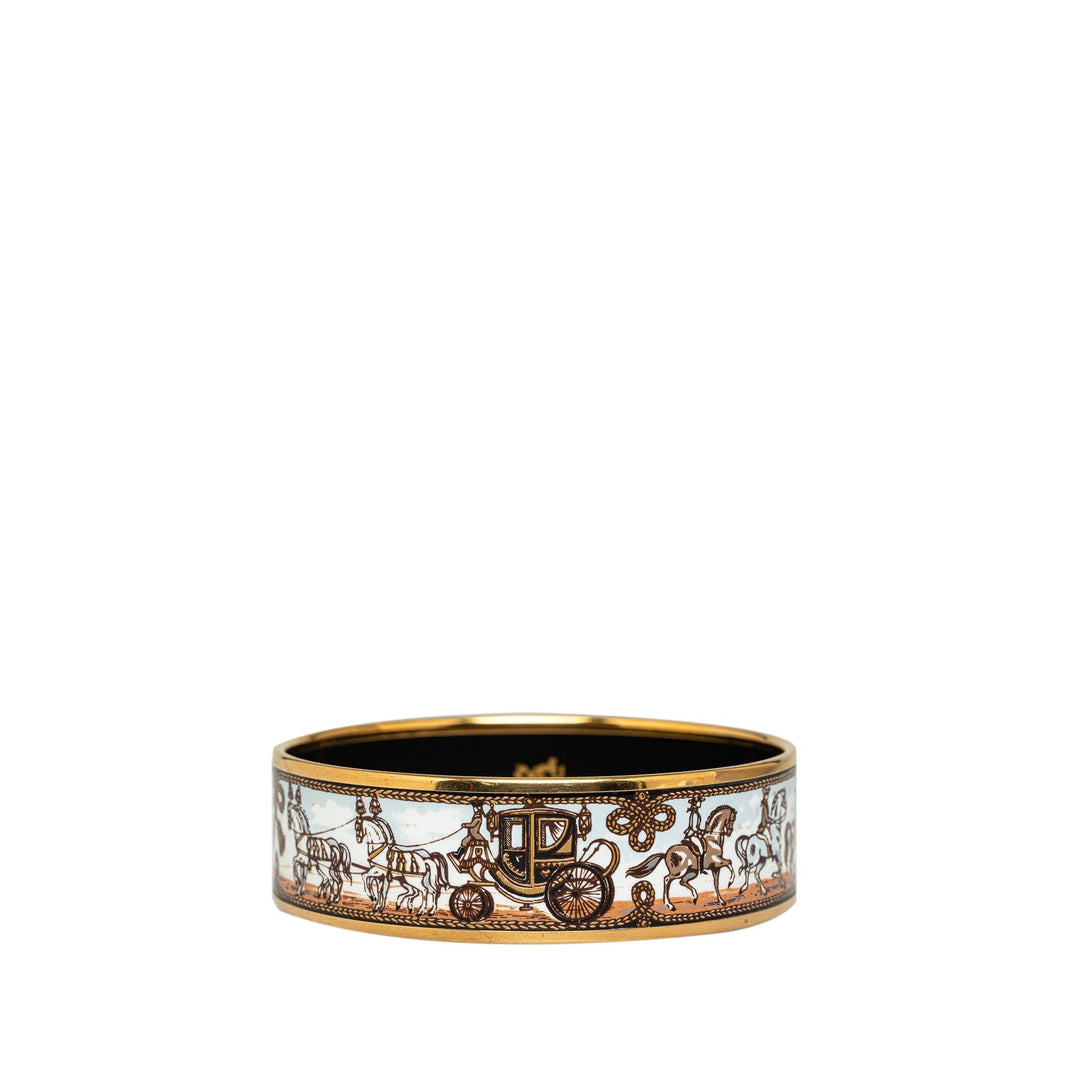 Top quality Hermes Horse Carriage Wide Enamel Bangle 65 Costume Bracelet