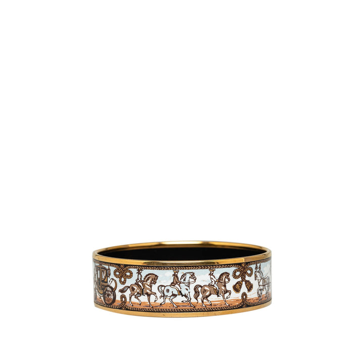 Top quality Hermes Horse Carriage Wide Enamel Bangle 65 Costume Bracelet