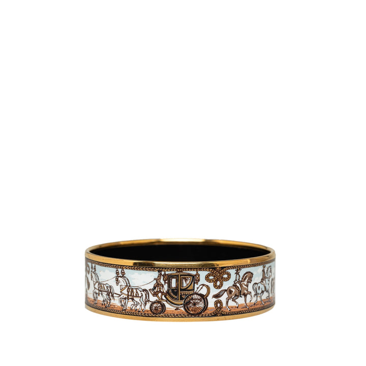 Top quality Hermes Horse Carriage Wide Enamel Bangle 65 Costume Bracelet