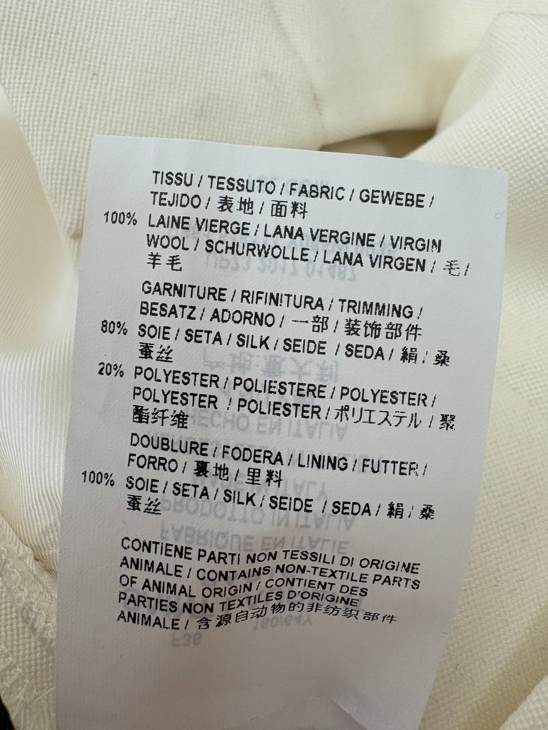 Saint Laurent Cream Suit Jacket and Trouser Set With Silk Lapel Detail Size FR 36 (UK 8)