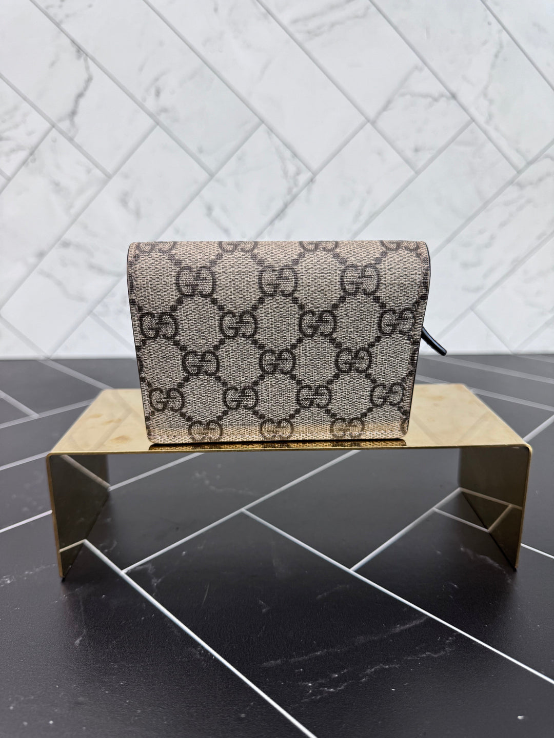 Gucci Brown Coated Canvas Heart Motif Wallet