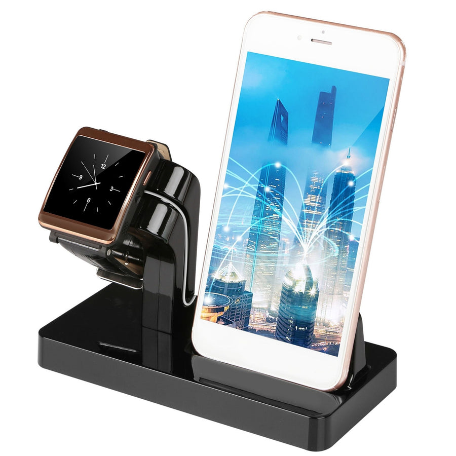title:Apple Watch Charging Stand with iPhone 11/X/8/8Plus/7 - Dock Station Charger Holder (1 Stand);color:Black