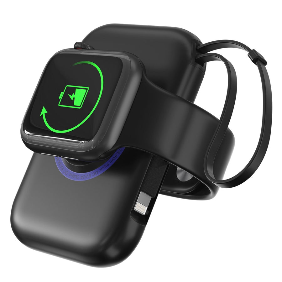 title:3-in-1 Wireless Charger Power Bank with Built-in Cable for Apple Watch 8/7/6/SE/5/4/3/2/1 & iPhone 1;color:Black