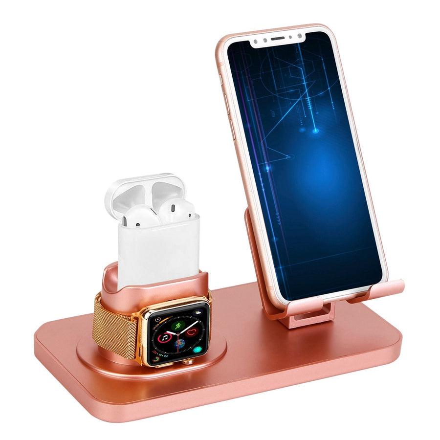title:3-in-1 Charging Dock for Apple Watch, iPhone & AirPods;color:Rose Gold