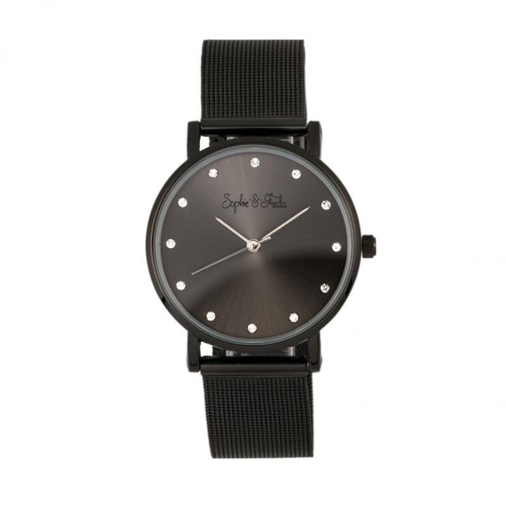 Sophie & Freda Savannah Mesh Bracelet Watch w/Swarovski Crystals