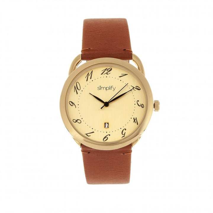 Simplify The 4900 Leather-Band Watch w/Date