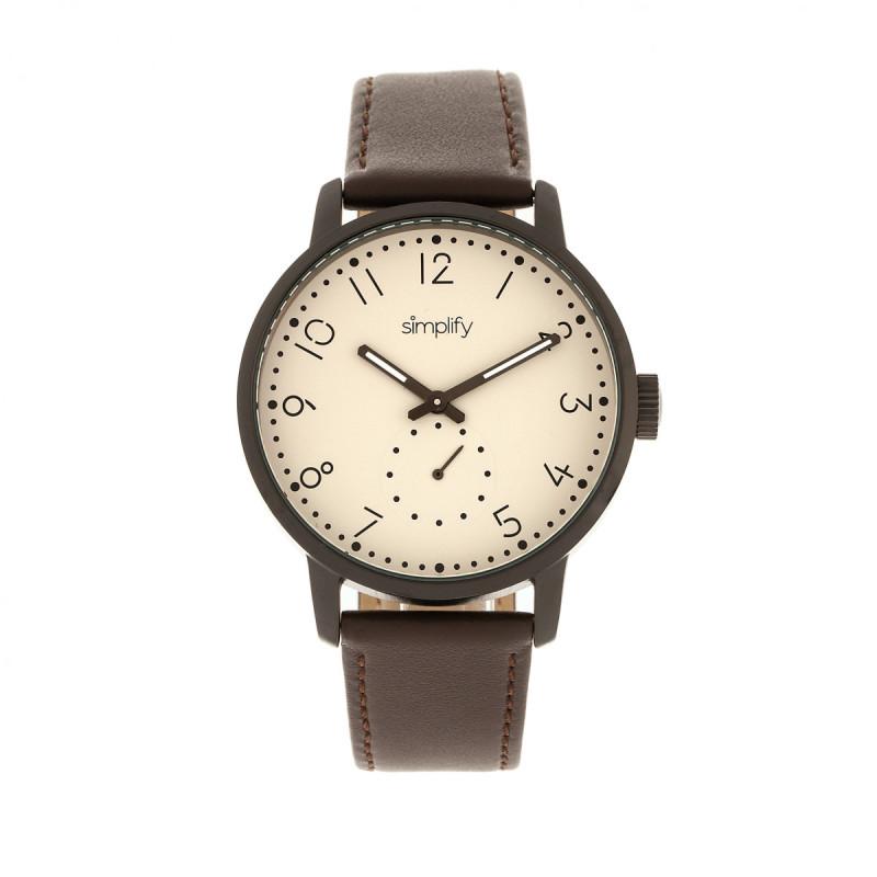 Simplify The 3400 Leather-Band Watch