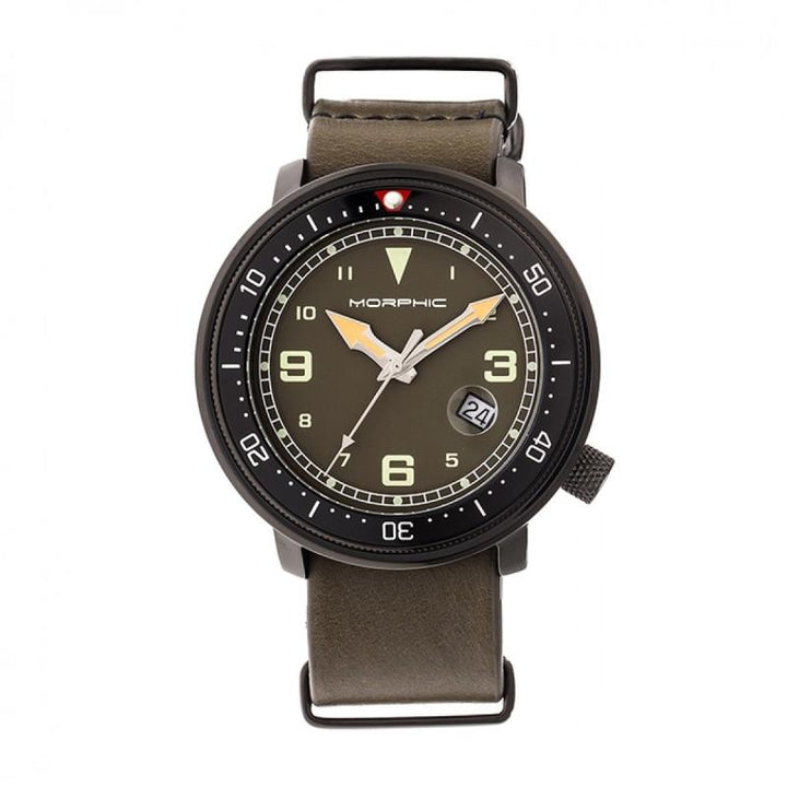 Morphic M58 Series Nato Leather-Band Watch w/ Date