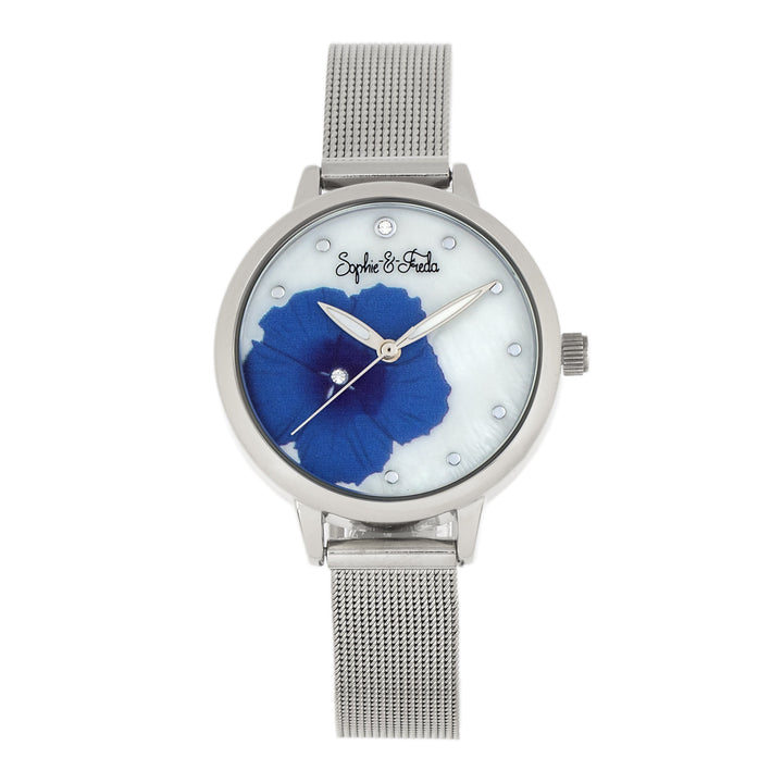 Sophie and Freda Raleigh Mother-Of-Pearl Bracelet Watch w/Swarovski Crystals - Blue