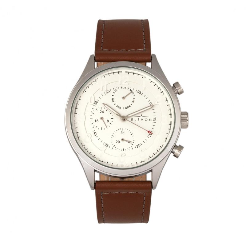 Elevon Lindbergh Leather-Band Watch w/Day/Date