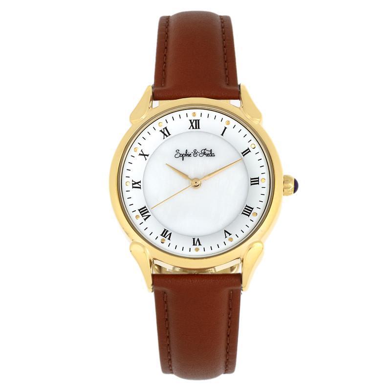 Sophie and Freda Mykonos Mother-Of-Pearl Leather-Band Watch