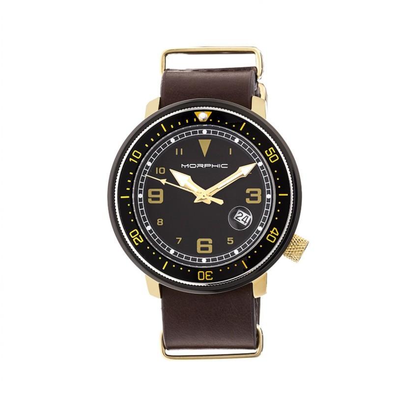 Morphic M58 Series Nato Leather-Band Watch w/ Date
