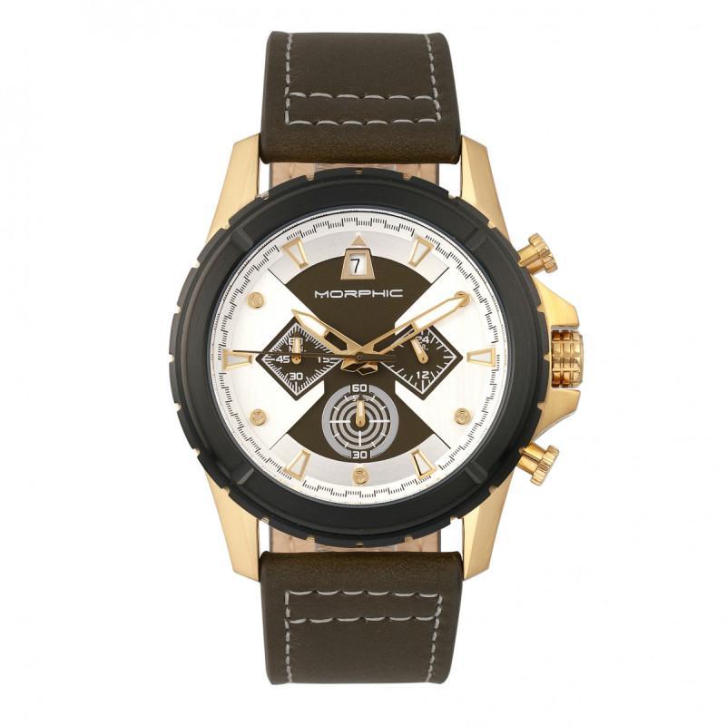 Morphic M57 Series Chronograph Leather-Band Watch