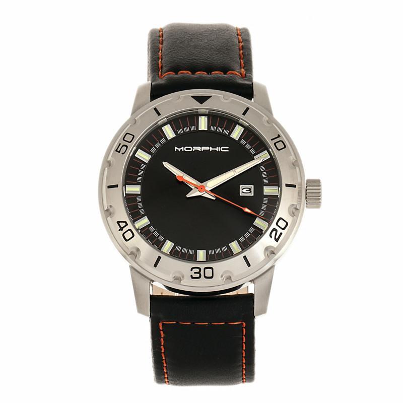 Morphic M71 Series Leather-Band Watch w/Date