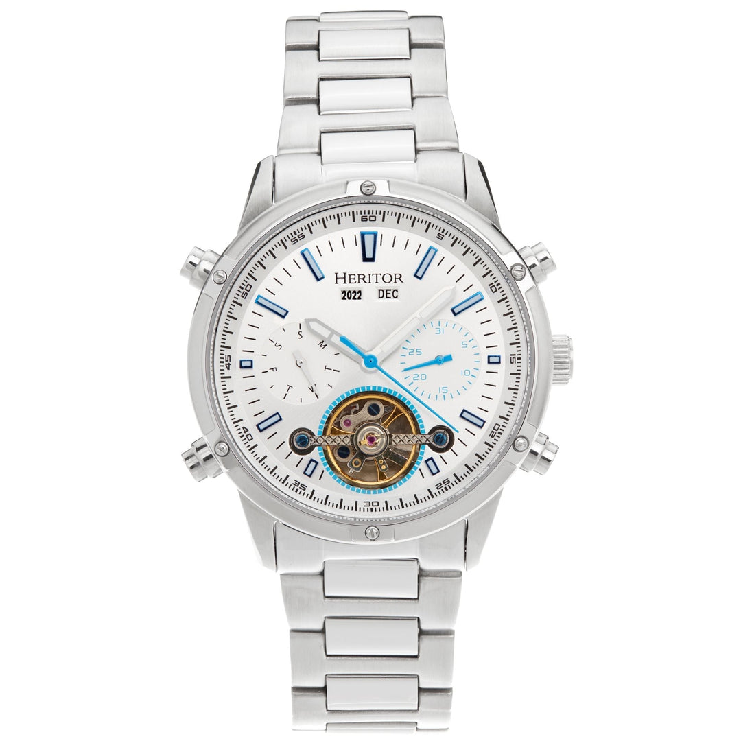 Heritor Automatic Wilhelm Semi-Skeleton Bracelet Watch w/Day/Date - Ruumur