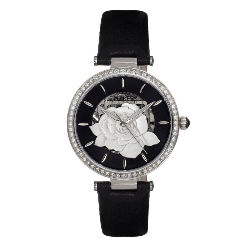 Empress Anne Automatic Semi-Skeleton Leather-Band Watch