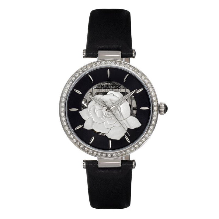 Empress Anne Automatic Semi-Skeleton Leather-Band Watch