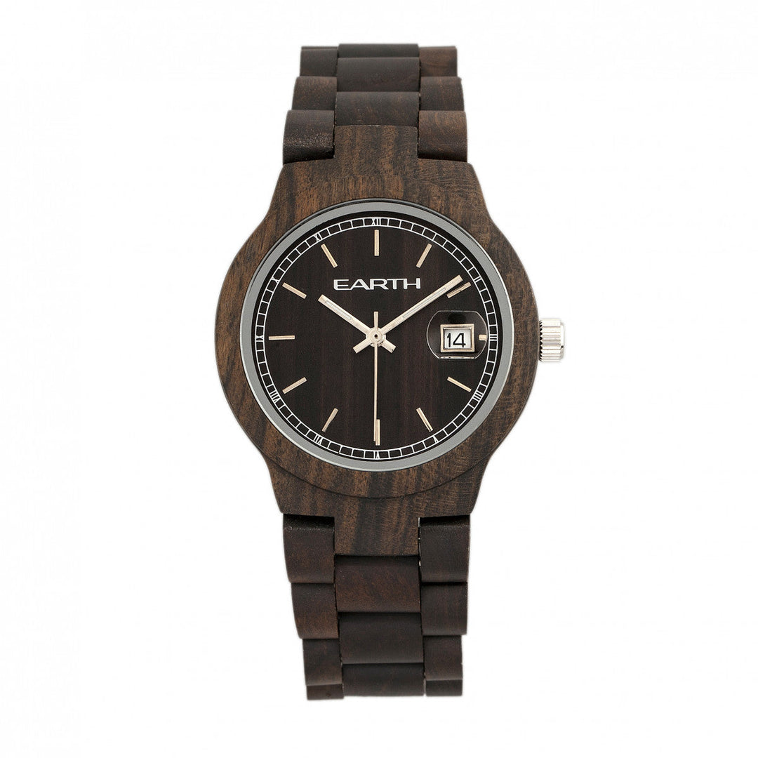 Earth Wood Biscayne Bracelet Watch w/Date - Dark Brown