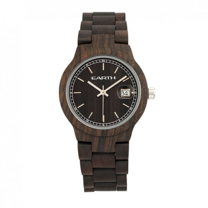 Earth Wood Biscayne Bracelet Watch w/Date - Dark Brown