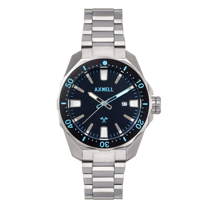 Axwell Timber Bracelet Watch w/ Date - Black/Blue