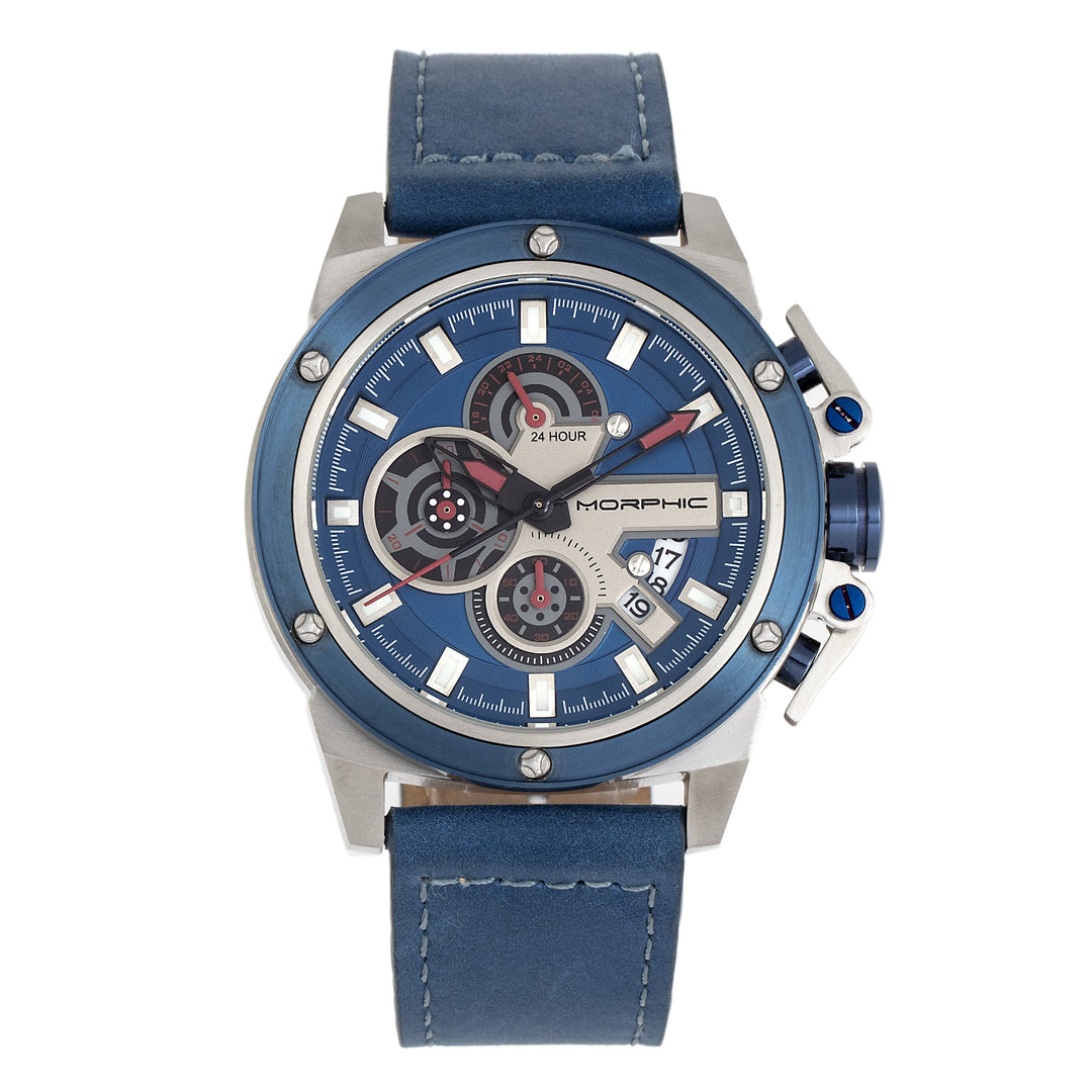 Morphic M81 Series Chronograph Leather-Band Watch w/Date
