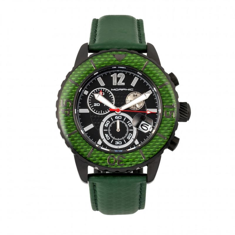 Morphic M51 Series Chronograph Leather-Band Watch w/Date