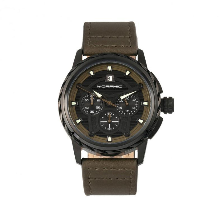 Morphic M61 Series Chronograph Leather-Band Watch w/Date