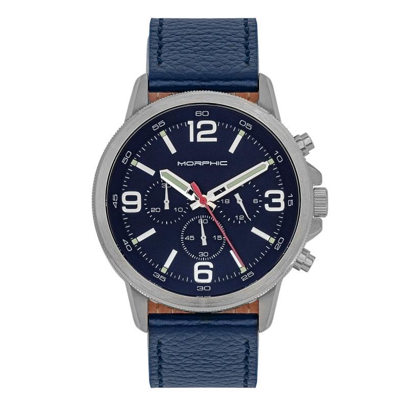 Morphic M86 Series Chronograph Leather-Band Watch