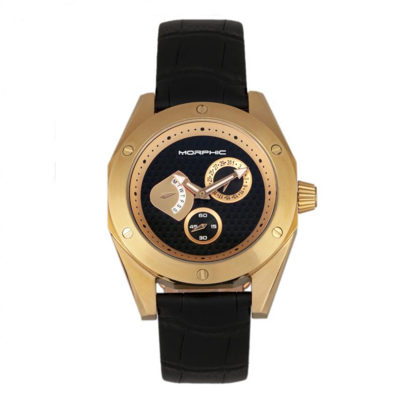 Morphic M46 Series Leather-Band Men's Watch w/Date - Ruumur