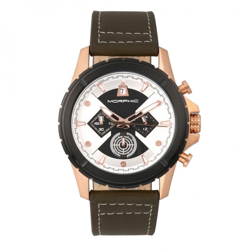 Morphic M57 Series Chronograph Leather-Band Watch