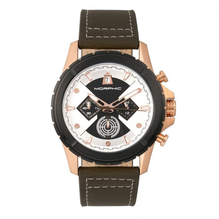 Morphic M57 Series Chronograph Leather-Band Watch