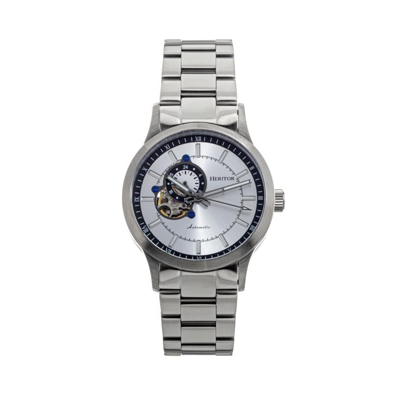 Heritor Automatic Oscar Semi-Skeleton Leather-Band Watch