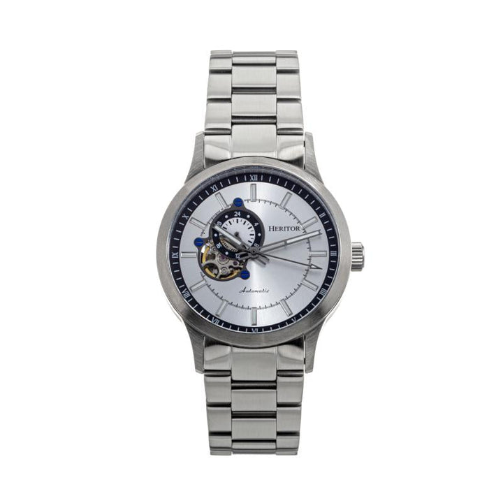 Heritor Automatic Oscar Semi-Skeleton Leather-Band Watch
