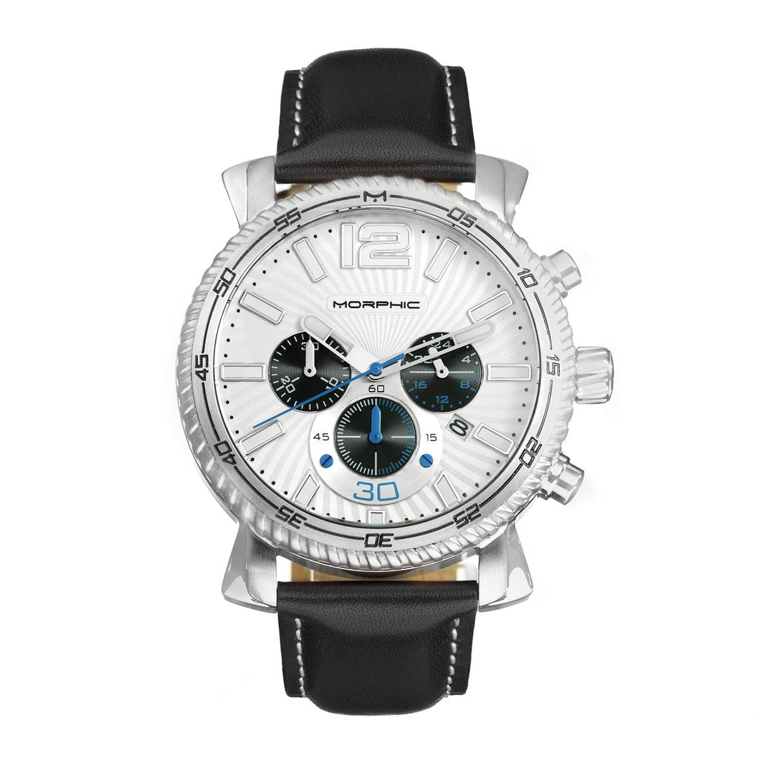 Morphic M89 Series Chronograph Leather-Band Watch w/Date
