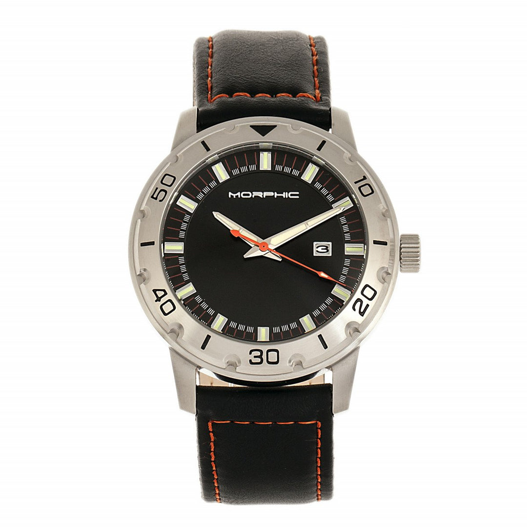 Morphic M71 Series Leather-Band Watch w/Date
