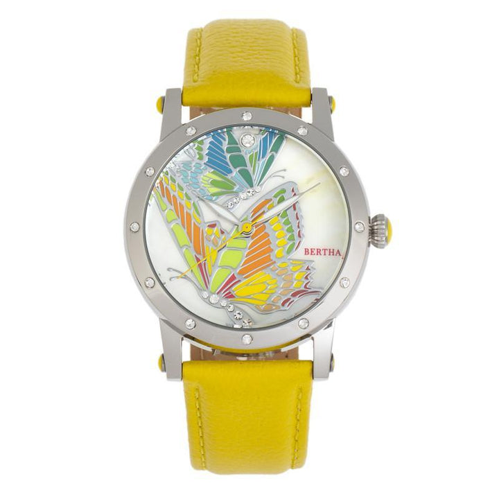 Bertha Isabella MOP Leather-Band Ladies Watch
