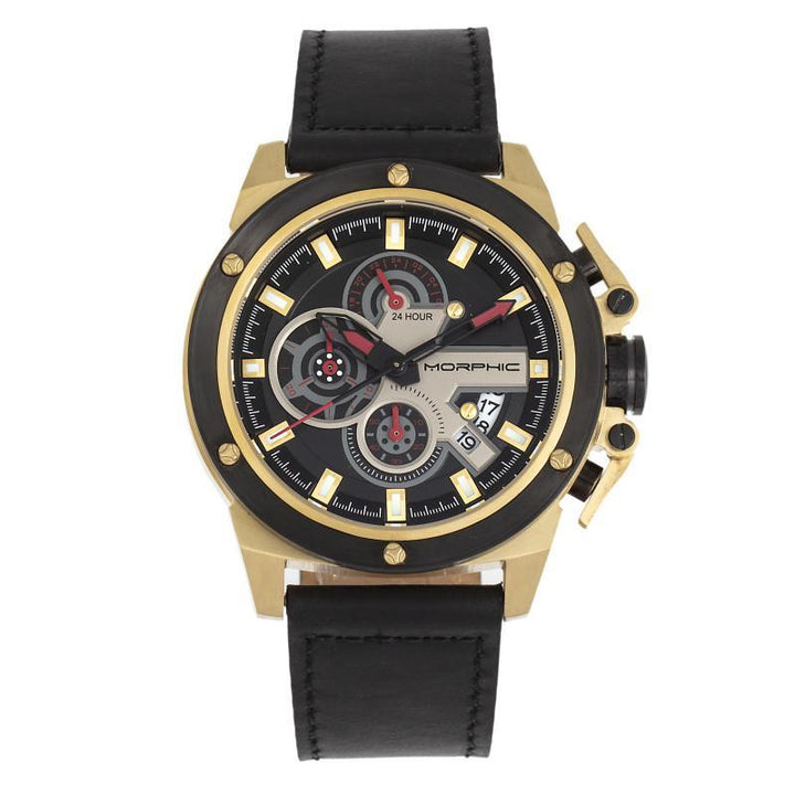 Morphic M81 Series Chronograph Leather-Band Watch w/Date
